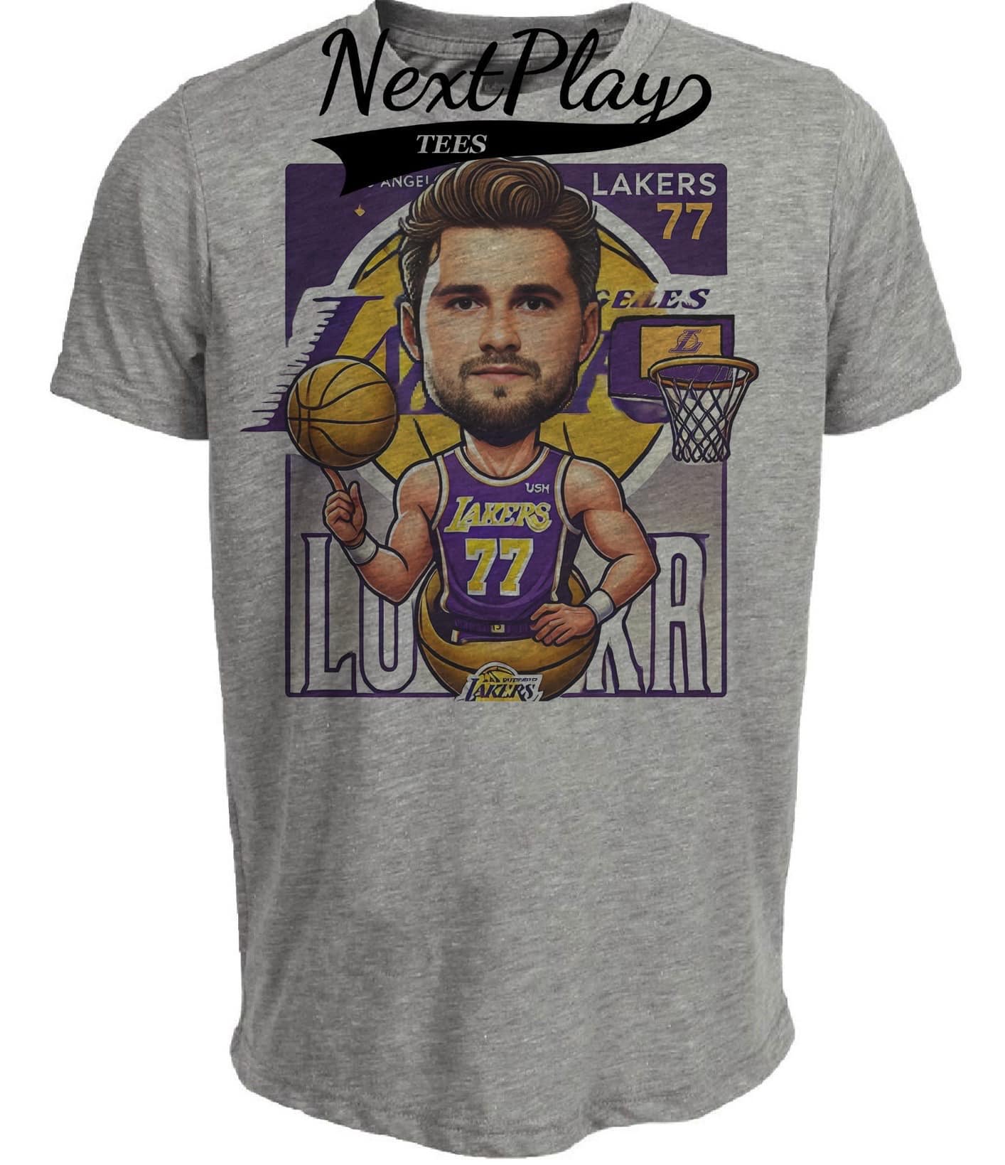 Los Angeles Lakers Luka Doncic The Matador Exclusive Retro Basketball Artwork Heather Gray Sublimated T-Shirt