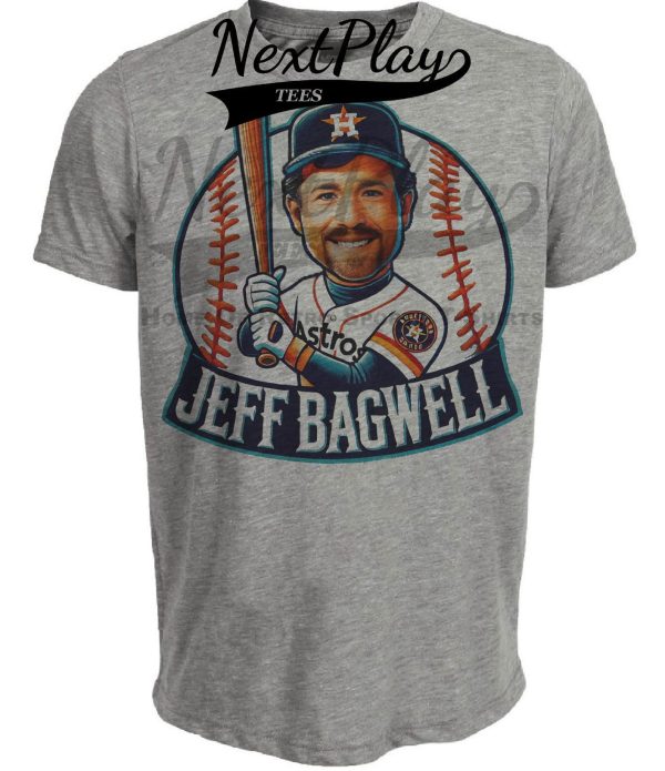 Houston Astros Jeff Bagwell Exclusive Retro Baseball Artwork Heather Gray Sublimated T-Shirt