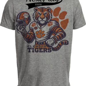 Clemson Tigers Exclusive Retro Football Helmet Artwork Heather Gray Sublimated T-Shirt