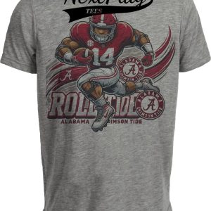 Alabama Crimson Tide Exclusive Retro Football Roll Tide Artwork Heather Gray Sublimated T-Shirt