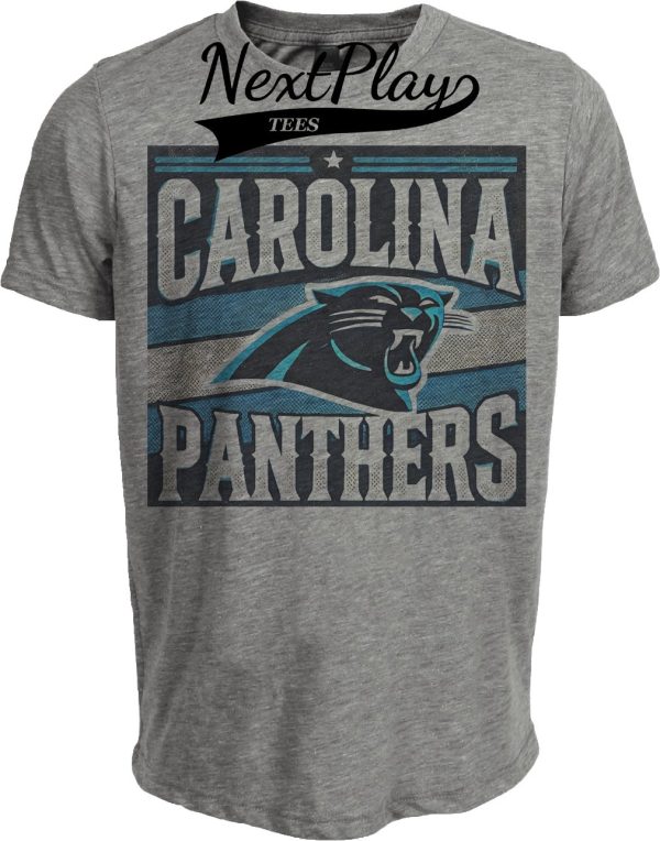 Carolina Panthers Exclusive Retro Football Artwork Heather Gray Sublimated T-Shirt