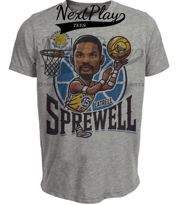 Golden State Warriors Latrell Sprewell Exclusive Retro Basketball Artwork Heather Gray Sublimated T-Shirt