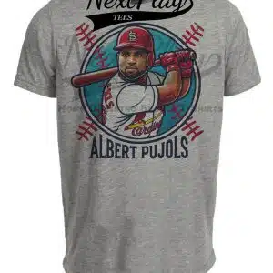 St. Louis Cardinals Albert Pujols Exclusive Retro Baseball Artwork Heather Gray Sublimated T-Shirt