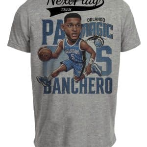 Orlando Magic Paolo Banchero #5 Exclusive Retro Basketball Artwork Heather Gray Sublimated T-Shirt