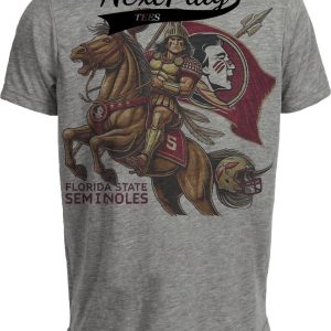 Florida State Seminoles Exclusive Retro Football Flag Artwork Heather Gray Sublimated T-Shirt