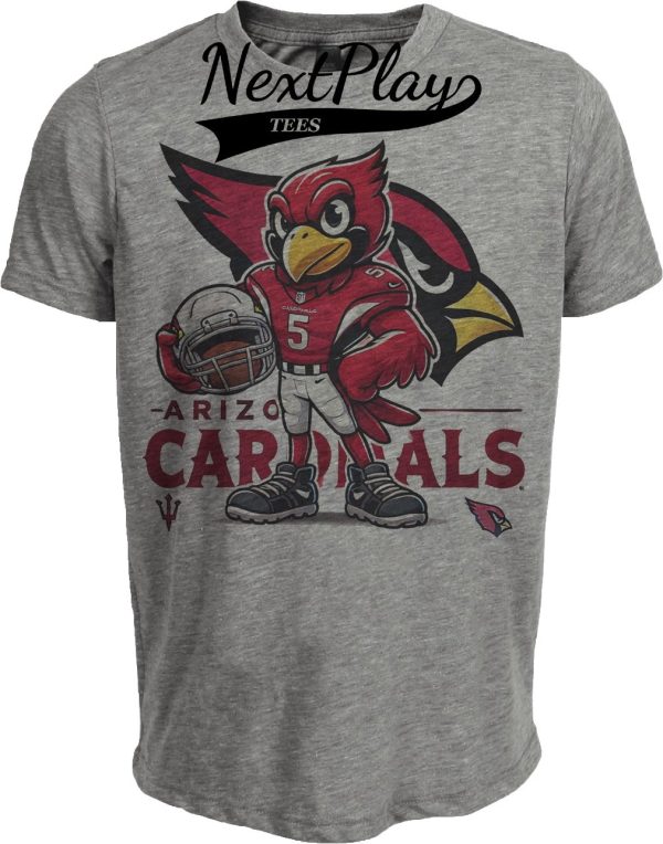 Arizona Cardinals Exclusive Retro Football Helmet Artwork Heather Gray Sublimated T-Shirt