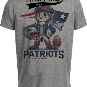 New England Patriots Exclusive Retro Football Helmet Artwork Heather Gray Sublimated T-Shirt