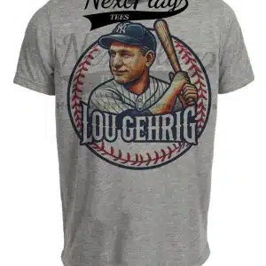 New York Yankees Lou Gehrig Exclusive Retro Baseball Artwork Heather Gray Sublimated T-Shirt