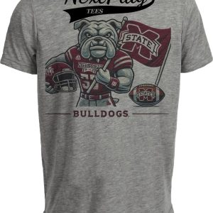Mississippi State Bulldogs Exclusive Retro Football Flag Artwork Heather Gray Sublimated T-Shirt