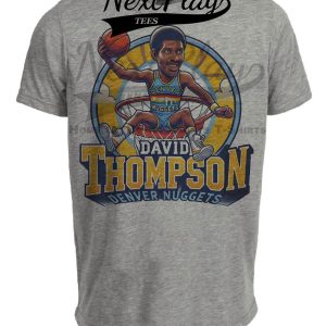 Denver Nuggets David Thompson Exclusive Retro Basketball Artwork Heather Gray Sublimated T-Shirt