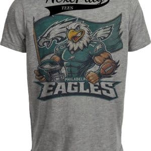 Philadelphia Eagles Exclusive Retro Football Flag Artwork Heather Gray Sublimated T-Shirt