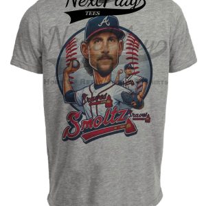 Atlanta Braves John Smoltz Exclusive Retro Baseball Artwork Heather Gray Sublimated T-Shirt