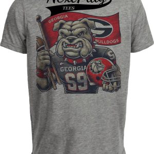 Georgia Bulldogs Exclusive Retro Football Mascot Flag Artwork Heather Gray Sublimated T-Shirt