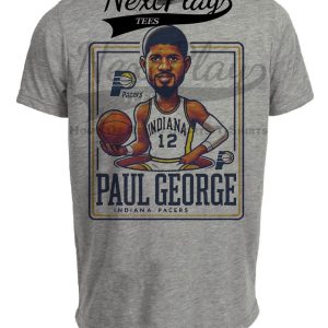 Indiana Pacers Paul George Exclusive Retro Basketball Artwork Heather Gray Sublimated T-Shirt