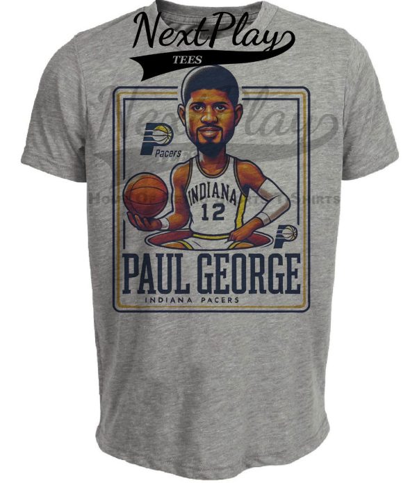 Indiana Pacers Paul George Exclusive Retro Basketball Artwork Heather Gray Sublimated T-Shirt