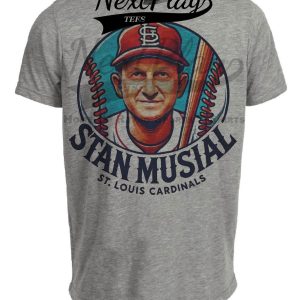 St. Louis Cardinals Stan Musial Exclusive Retro Baseball Artwork Heather Gray Sublimated T-Shirt