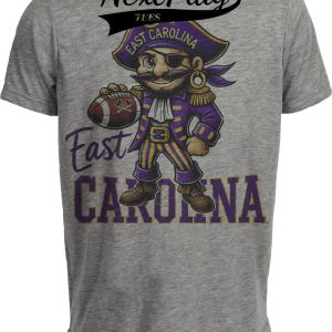 East Carolina Pirates Exclusive Retro Football Artwork Heather Gray Sublimated T-Shirt