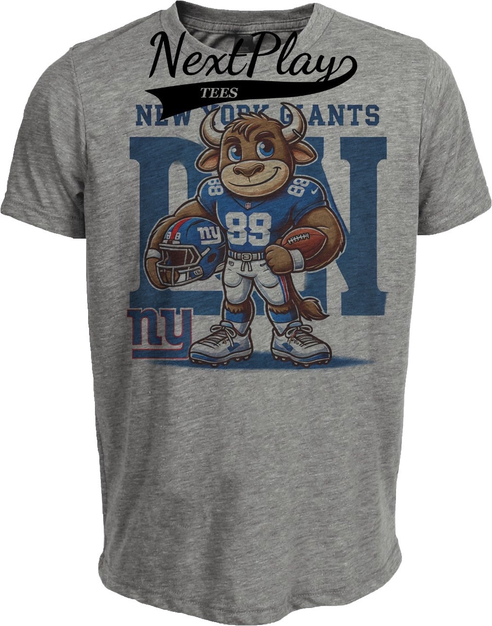New York Giants Exclusive Retro Football Helmet Artwork Heather Gray Sublimated T-Shirt