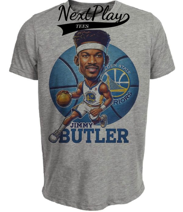 Golden State Warriors Jimmy Butler SG Exclusive Retro Basketball Artwork Heather Gray Sublimated T-Shirt