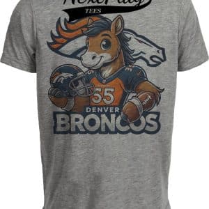 Denver Broncos Exclusive Retro Football Helmet Artwork Heather Gray Sublimated T-Shirt