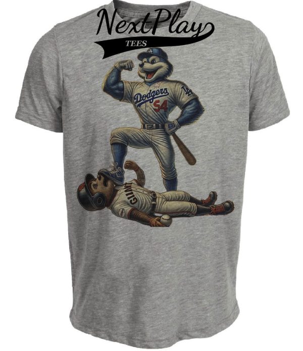 Los Angeles Dodgers vs. San Francisco Giants Exclusive Retro Rivals Baseball Artwork Heather Gray Sublimated T-Shirt