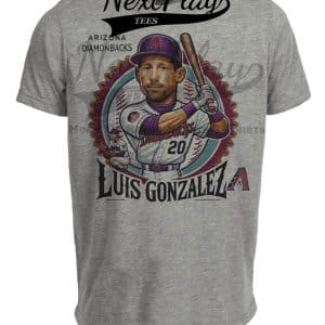 Arizona Diamondbacks Luis Gonzalez Exclusive Retro Baseball Artwork Heather Gray Sublimated T-Shirt
