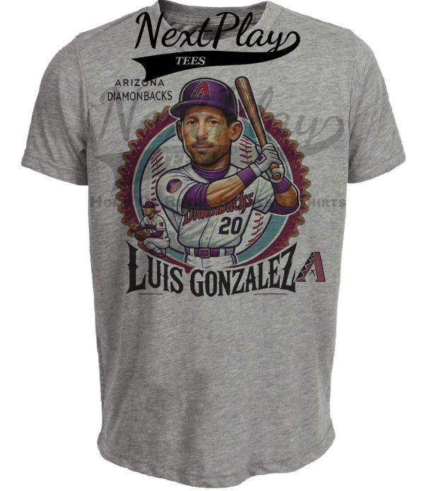 Arizona Diamondbacks Luis Gonzalez Exclusive Retro Baseball Artwork Heather Gray Sublimated T-Shirt