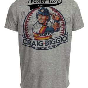 Houston Astros Craig Biggio Exclusive Retro Baseball Artwork Heather Gray Sublimated T-Shirt