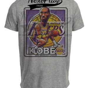 Los Angeles Lakers Kobe Bryant Mamba Exclusive Retro Basketball Artwork Heather Gray Sublimated T-Shirt