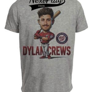 Washington Nationals Dylan Crews Exclusive Retro Baseball Artwork Heather Gray Sublimated T-Shirt