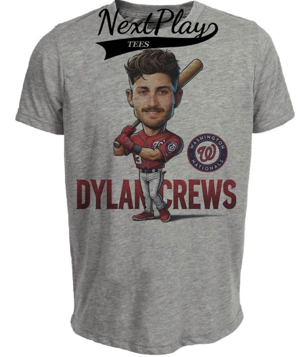 Washington Nationals Dylan Crews Exclusive Retro Baseball Artwork Heather Gray Sublimated T-Shirt