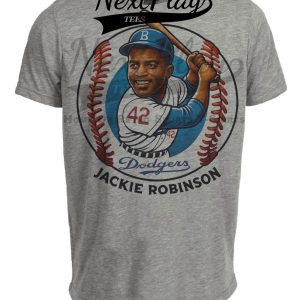 Los Angeles Brooklyn Dodgers Jackie Robinson Exclusive Retro Baseball Artwork Heather Gray Sublimated T-Shirt