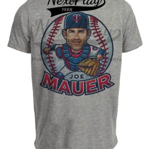 Minnesota Twins Joe Mauer Exclusive Retro Baseball Artwork Heather Gray Sublimated T-Shirt