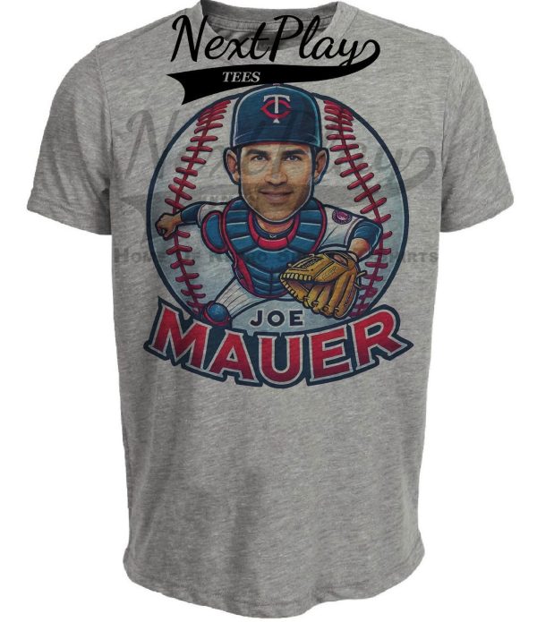 Minnesota Twins Joe Mauer Exclusive Retro Baseball Artwork Heather Gray Sublimated T-Shirt
