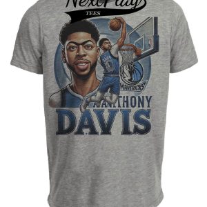 Dallas Mavericks Anthony Davis Mavs Exclusive Retro Basketball Artwork Heather Gray Sublimated T-Shirt