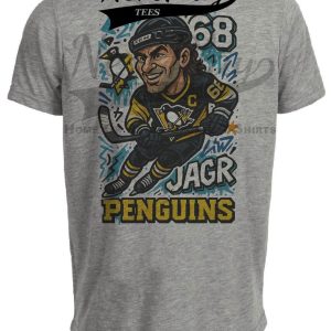 Pittsburgh Penguins Jaromir Jagr Exclusive Caricature Hockey Artwork Heather Gray Sublimated T-Shirt