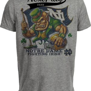 Notre Dame Fighting Irish Exclusive Retro Football Flag Artwork Heather Gray Sublimated T-Shirt