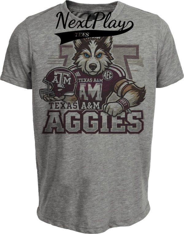 Texas A&M Aggies Exclusive Retro Football Helmet Artwork Heather Gray Sublimated T-Shirt