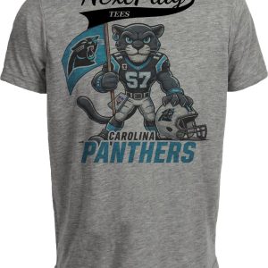 Carolina Panthers Exclusive Retro Football Flag Artwork Heather Gray Sublimated T-Shirt