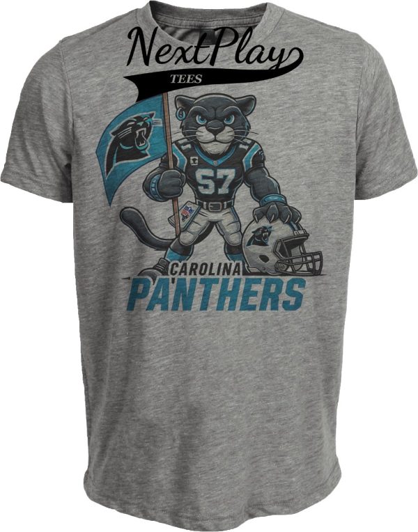Carolina Panthers Exclusive Retro Football Flag Artwork Heather Gray Sublimated T-Shirt