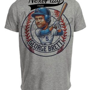 Kansas City Royals George Brett Exclusive Retro Baseball Artwork Heather Gray Sublimated T-Shirt