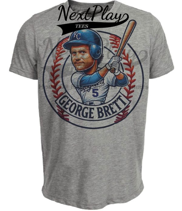 Kansas City Royals George Brett Exclusive Retro Baseball Artwork Heather Gray Sublimated T-Shirt