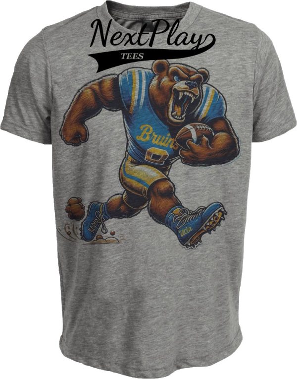 UCLA Bruins Exclusive Retro Football Fierce Artwork Heather Gray Sublimated T-Shirt