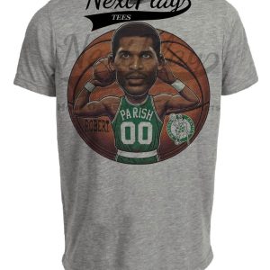 Boston Celtics Robert Parish Exclusive Retro Basketball 1986 Artwork Heather Gray Sublimated T-Shirt
