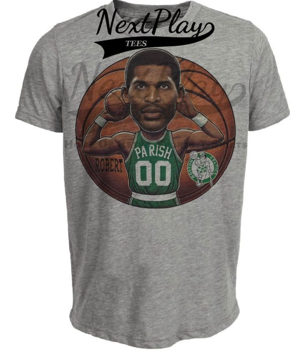 Boston Celtics Robert Parish Exclusive Retro Basketball 1986 Artwork Heather Gray Sublimated T-Shirt