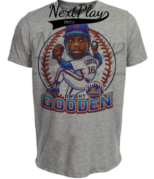 New York Mets Dwight Gooden Exclusive Retro Baseball Artwork Heather Gray Sublimated T-Shirt