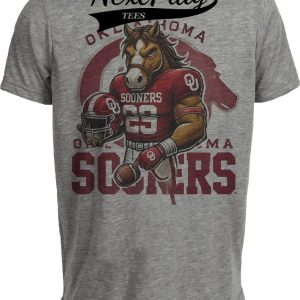 Oklahoma Sooners Exclusive Retro Football Helmet Artwork Heather Gray Sublimated T-Shirt