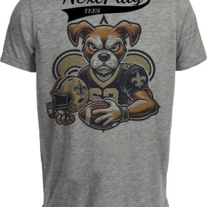 New Orleans Saints Exclusive Retro Football Helmet Mascot Artwork Heather Gray Sublimated T-Shirt
