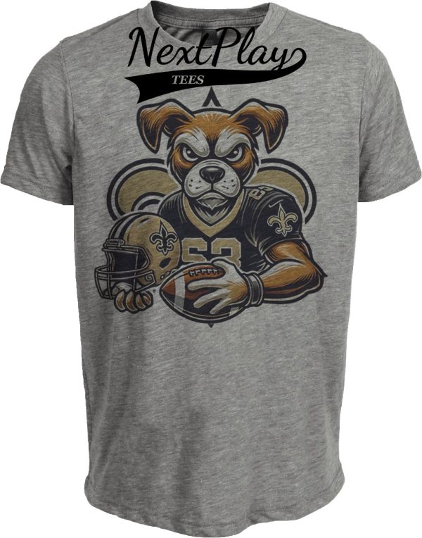 New Orleans Saints Exclusive Retro Football Helmet Mascot Artwork Heather Gray Sublimated T-Shirt