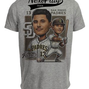 San Diego Padres Manny Machado Exclusive Retro Baseball Artwork Heather Gray Sublimated T-Shirt